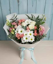 Букет цветов из:  Розы, Лизиантусы и Хризантемы в Гряды
