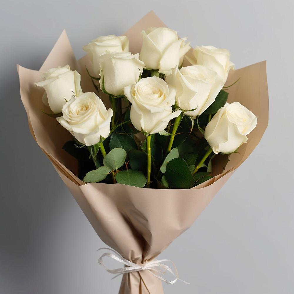 Букет 9 Белых роз Эдлесс Лав в Гряды