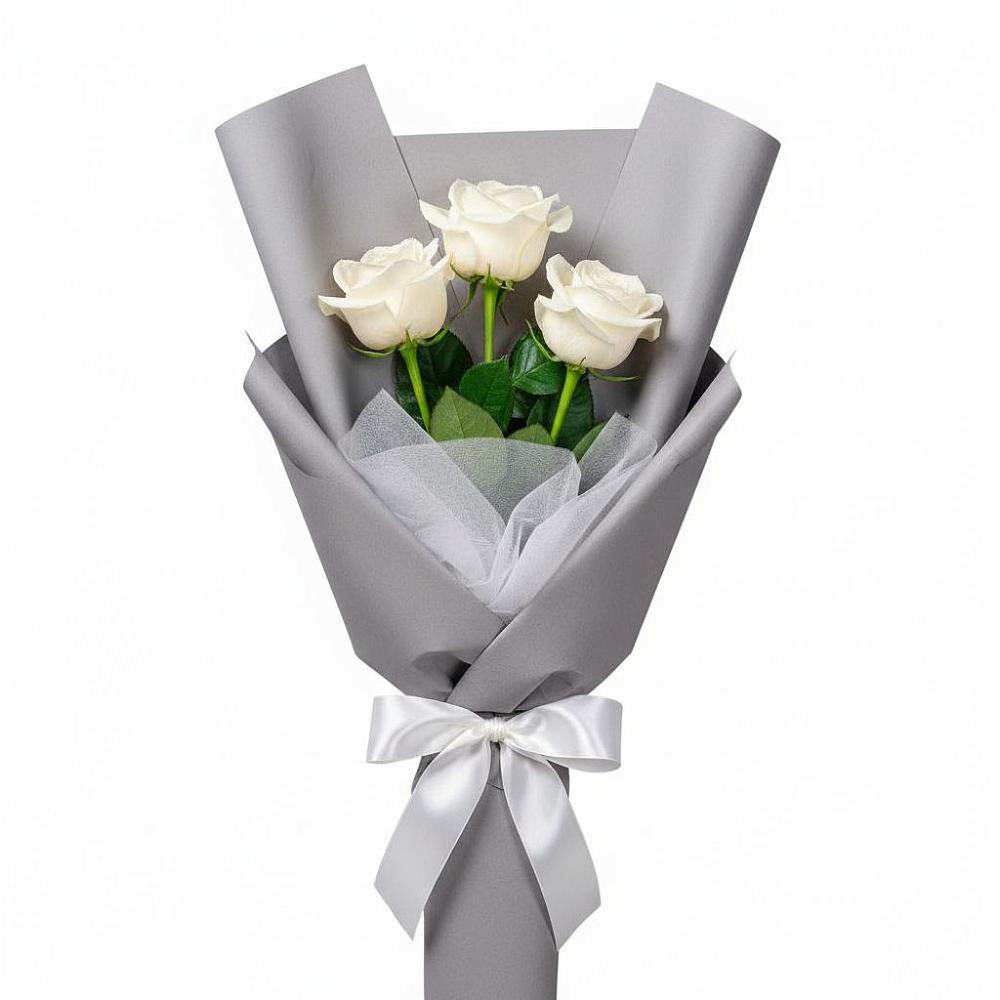 Букет 3 белые розы в Гряды