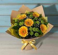 Букет цветов из:  Герберы и Хризантемы в Гряды