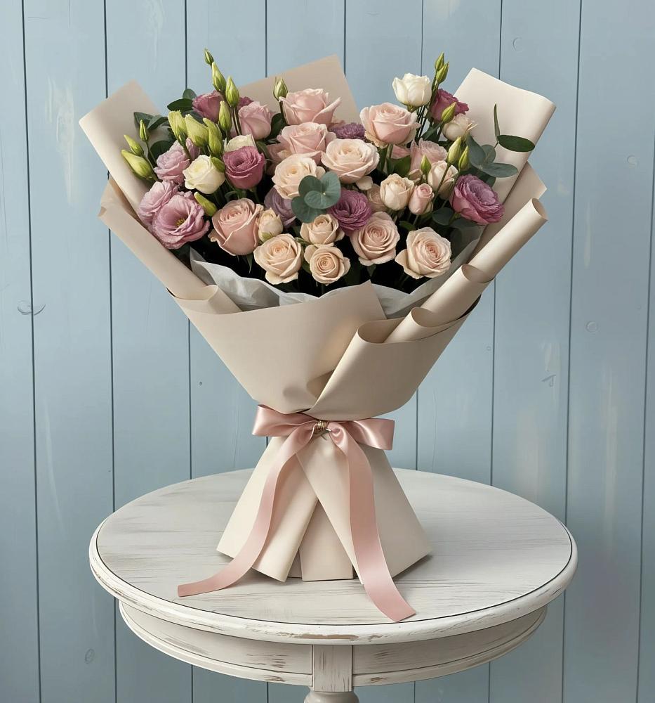 Букет цветов из: Розы и Лизиантусы в Гряды