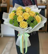 Букет цветов из:  Хризантемы и Розы #REPLACE_PRED# Гряды