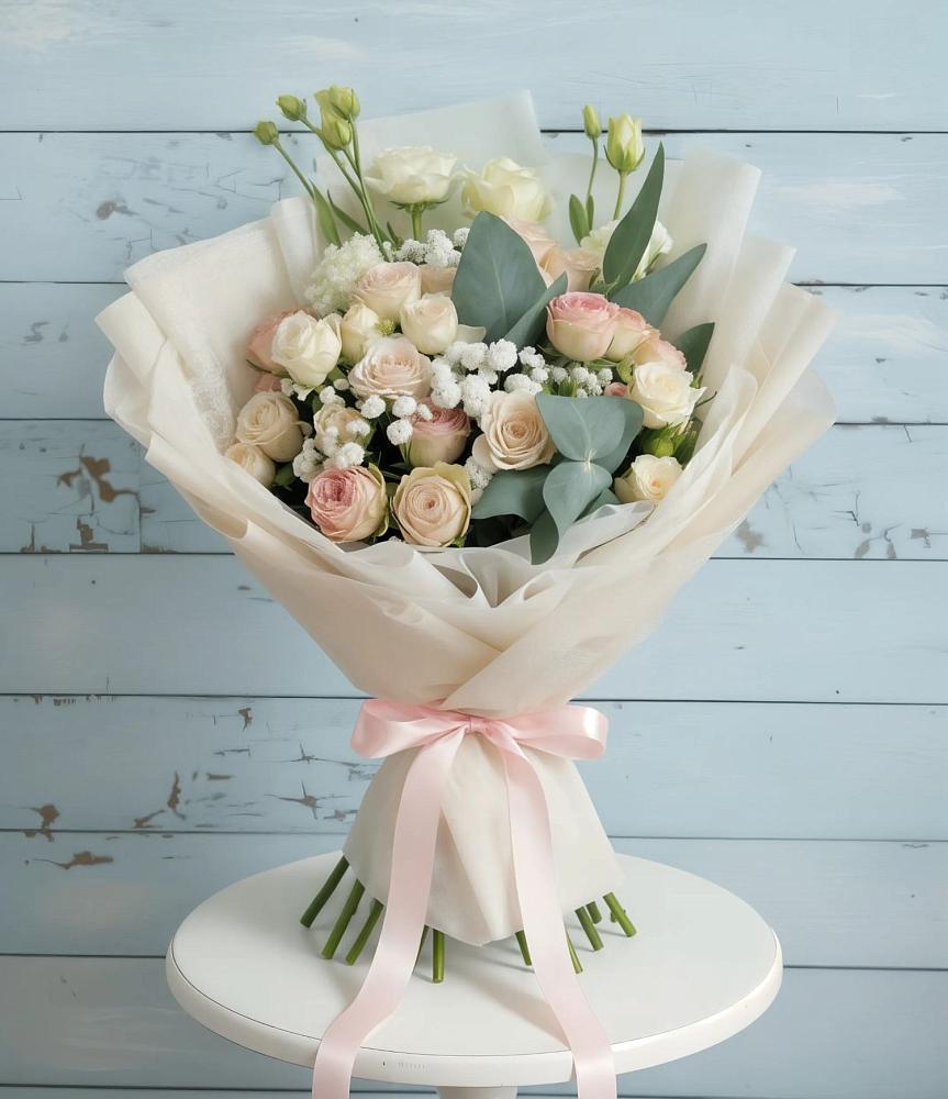 Букет цветов из: Розы и Лизиантусы в Гряды