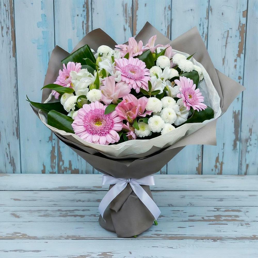 Букет цветов из: Герберы, Альстромерии и Хризантемы в Гряды