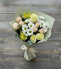 Букет цветов из:  Альстромерии, Розы и Хризантемы в Гряды