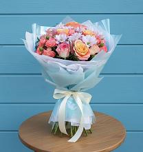 Букет цветов из:  Хризантемы и Розы в Гряды