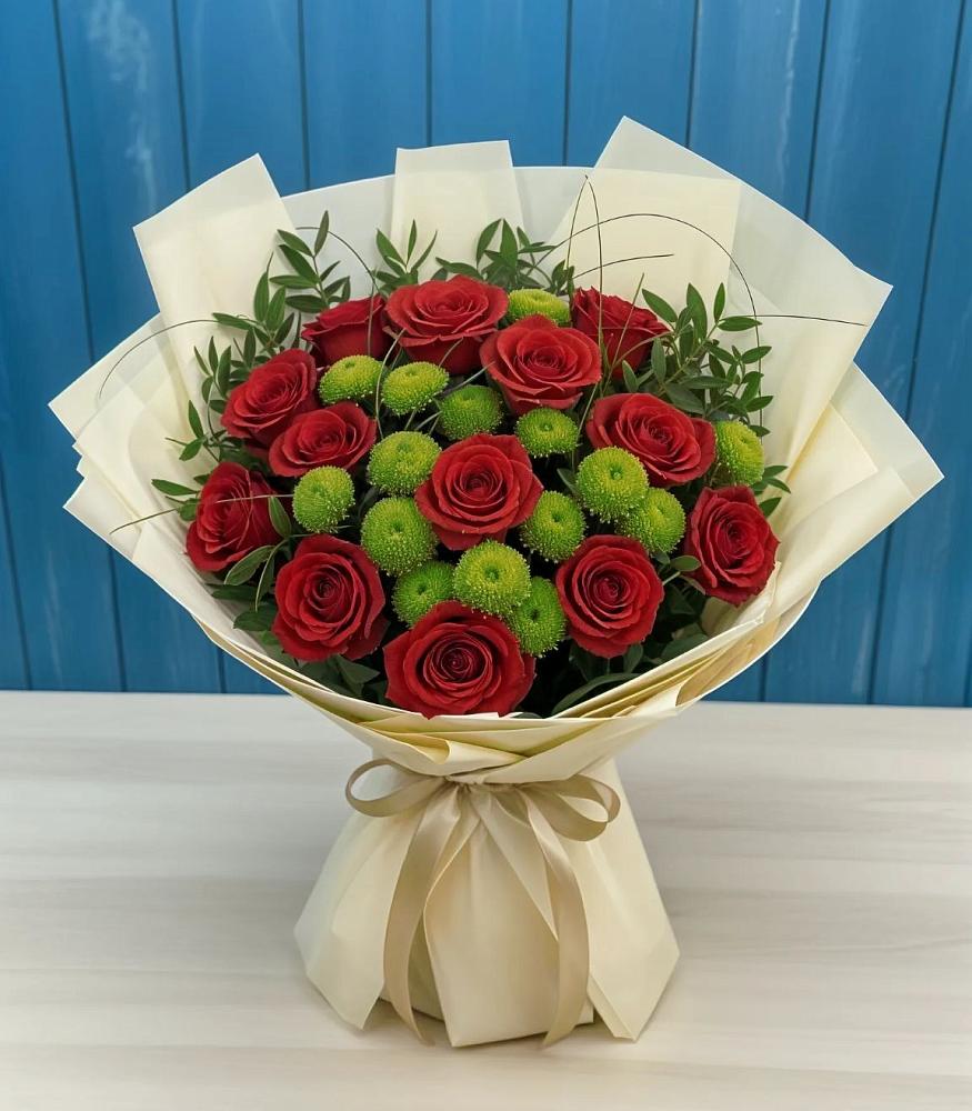 Букет цветов из: Розы и Хризантемы в Гряды