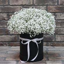Цветочная композиция из Гипсофила в шляпной коробке в Гряды